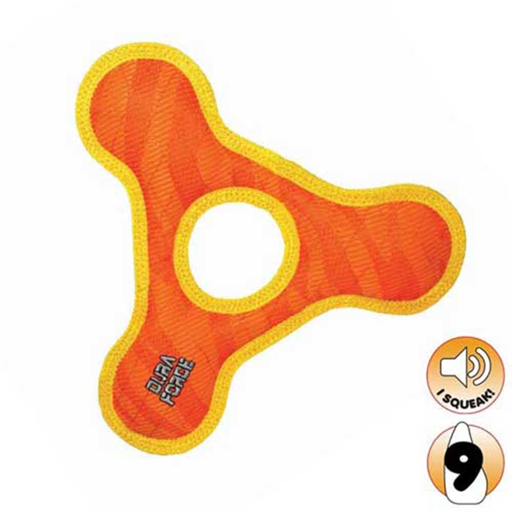 Duraforce Triangle Ring Tiger Dog Toy, Orange/Yellow