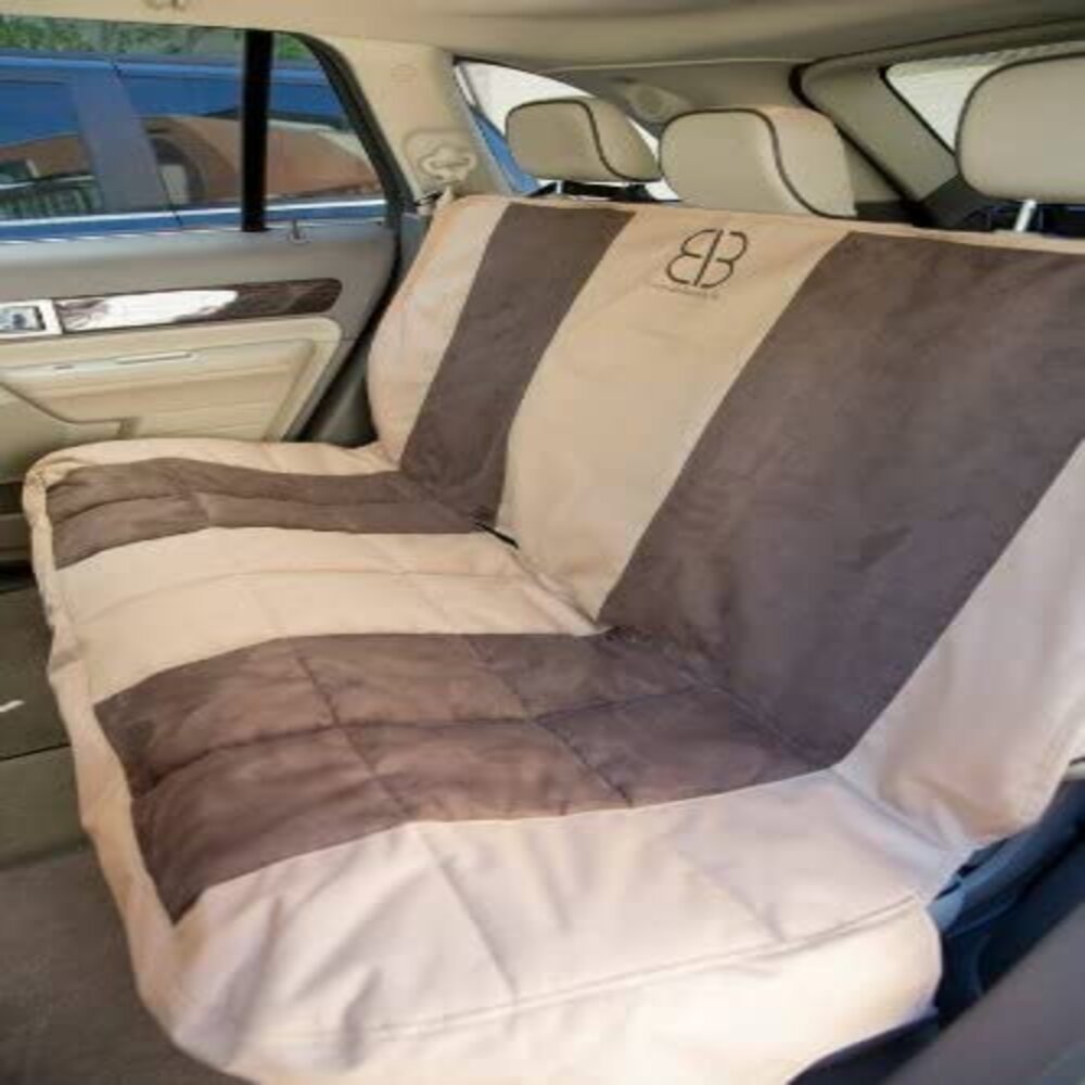 EB Velvet Multi-Fabric Rear Seat Protector XL, Tan/Espresso