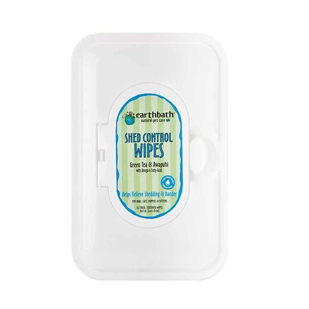 Earthbath Shed Control Wipes for All Animals with Green Tea And Awapuhi 72 towels