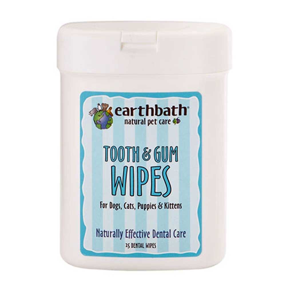 Earthbath Tooth & Gums Wipes for Dogs, Cats, Puppies and Kittens, 25 towel