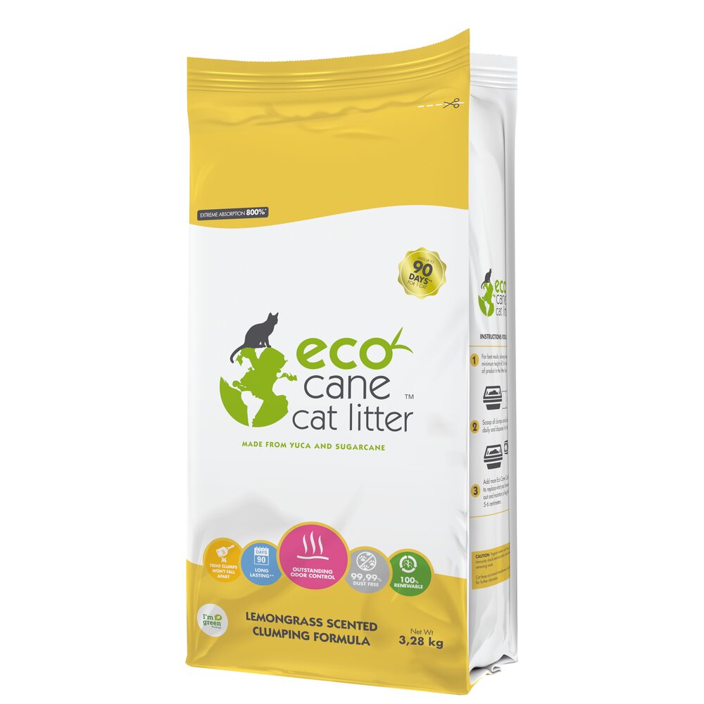 Eco Cane Lemongrass Clumping Cat Litter 3.28kg / 11.6L