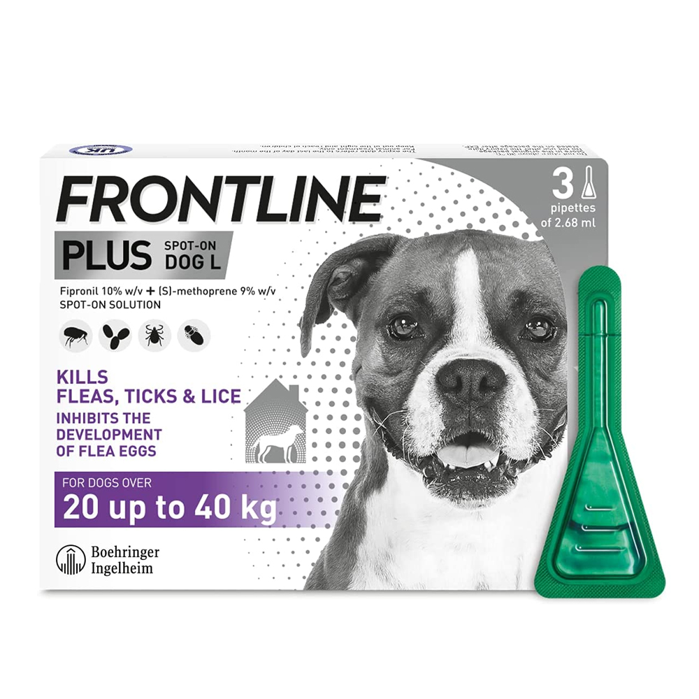 Frontline Plus Flea & Tick Prevention Spot-on For Large Dogs 20-40 kg (44-88 lbs) 3 Pack