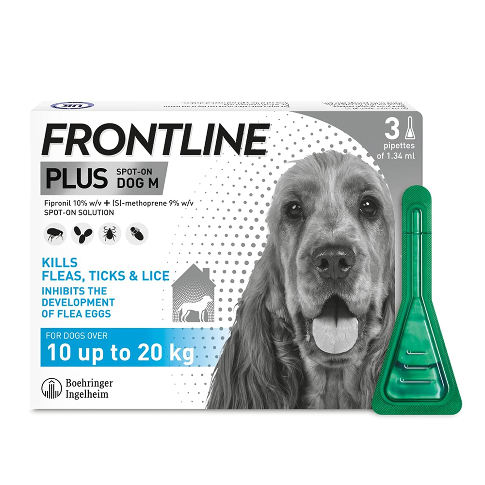 Frontline Plus Flea & Tick Prevention Spot-on For Medium Dogs 10-20 kg (23-44 lbs) 3 Pack