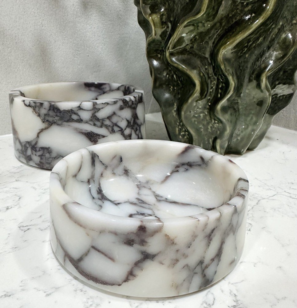 Imperial Doggo Calacatta Viola Marble Pet Bowl Medium