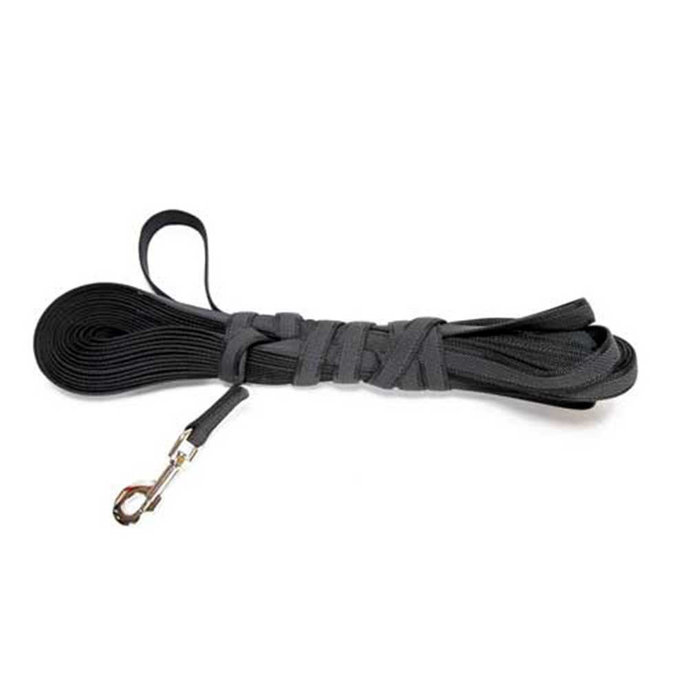 J-K9 C&G Leash Black-Grey W(1/2"/14mm)xL (49ft / 15 m)w/Handle,Max 66lb/30 kg