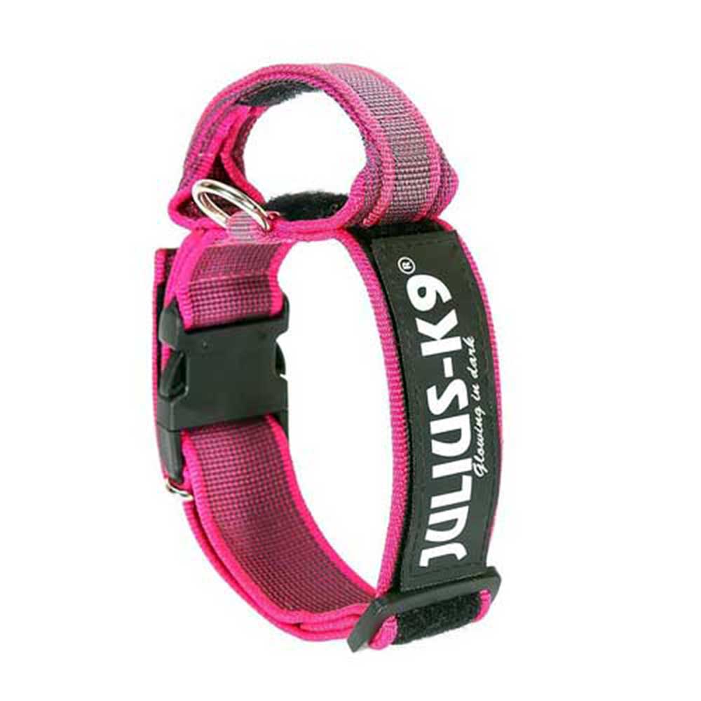 J-K9 C&G Collar Closable Handle Pink-Grey W(1.6" /40 mm) Circum(14.9"-20"/38-53cm)