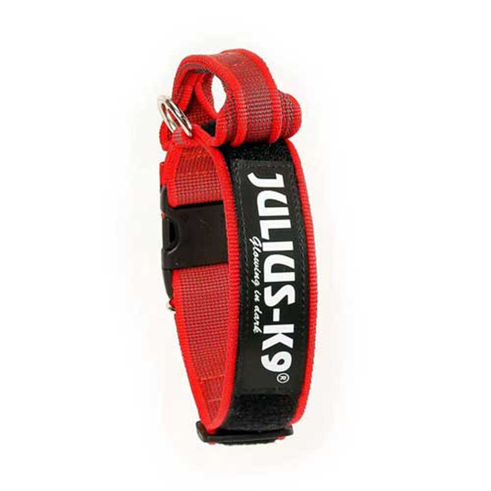 J-K9 C&G Collar Closable Handle Red-Grey W(1.6"/40 mm) Circum(14.9"-20"/38-53cm)