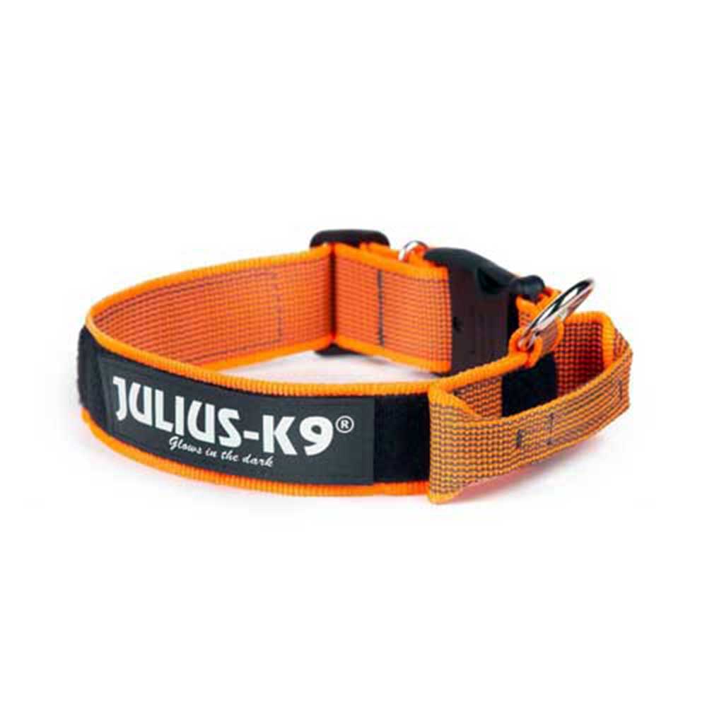 J-K9 C&G Collar Closable Handle Orange-Grey W(1.6"/40 mm)Circum(14.9"-20"/38-53cm)