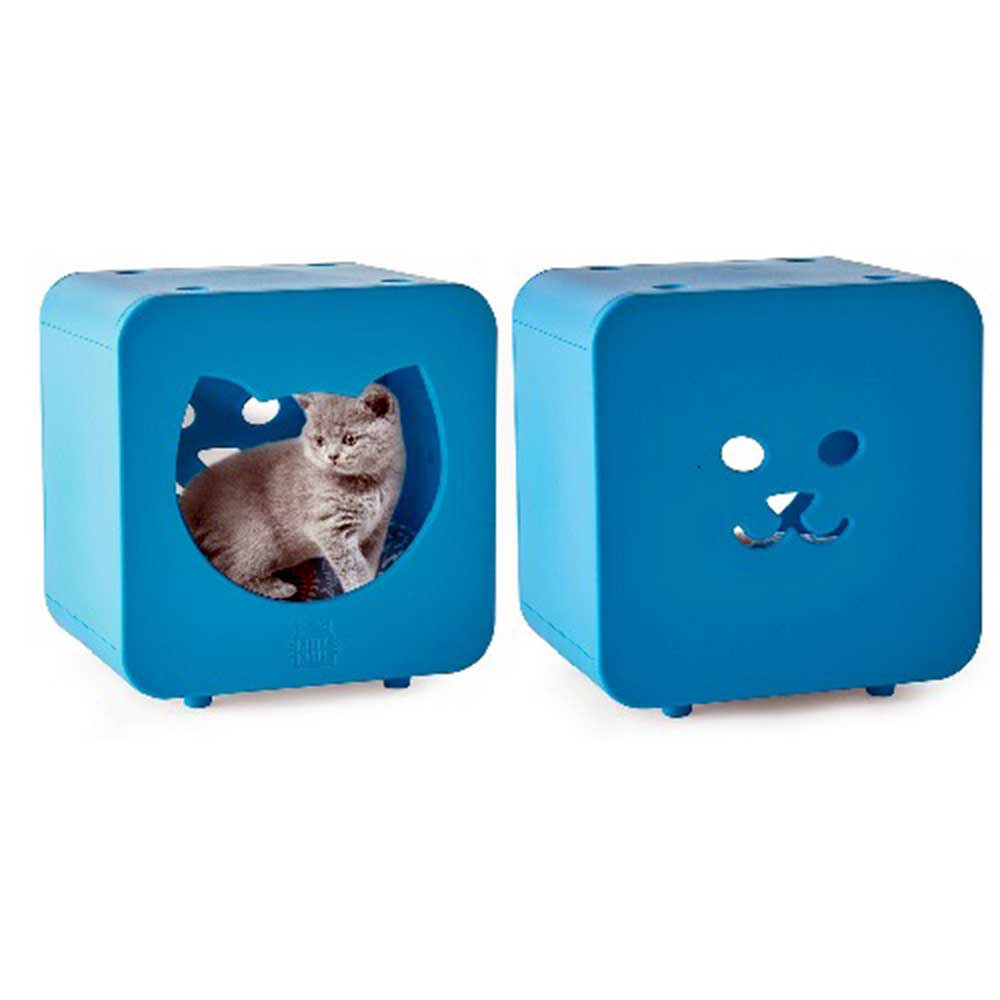 Kitty Kasa Bedroom Cube Cat House Blue