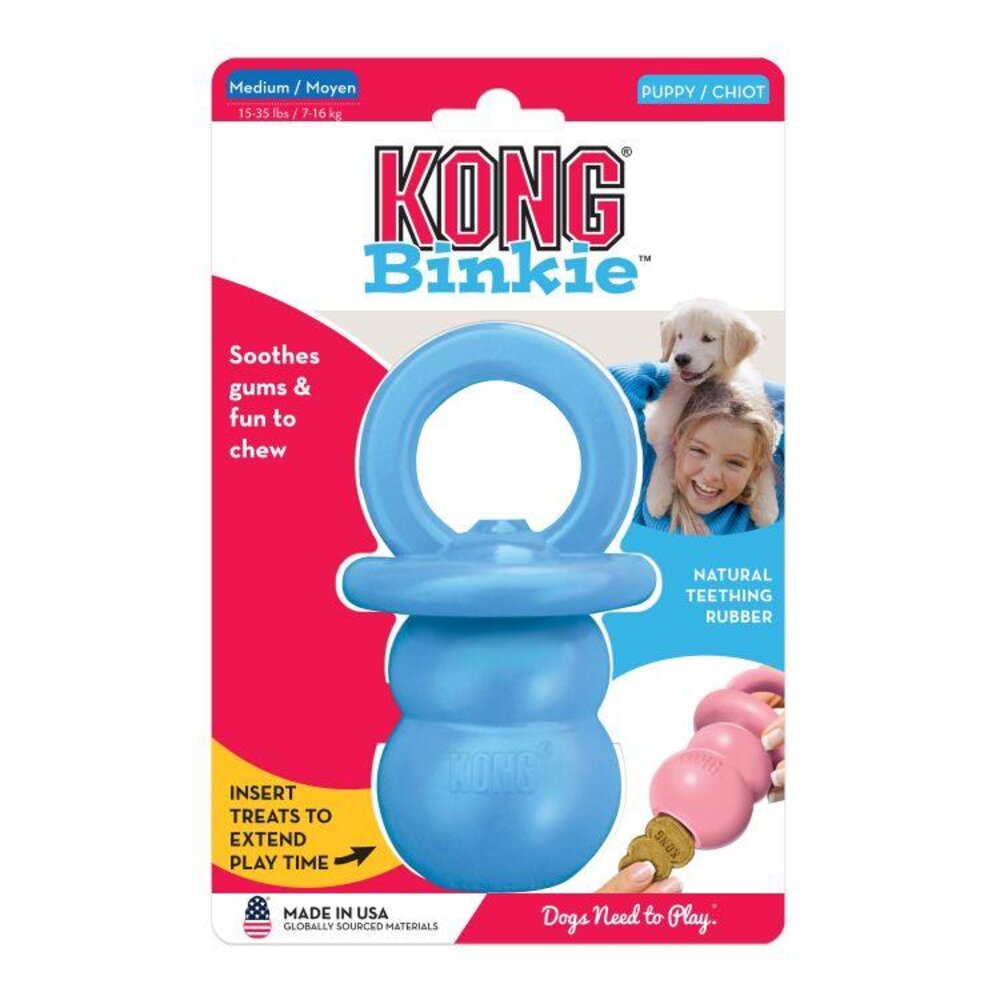 Kong Binkie Rubber Toy For Small Sized Puppy Dogs, Blue