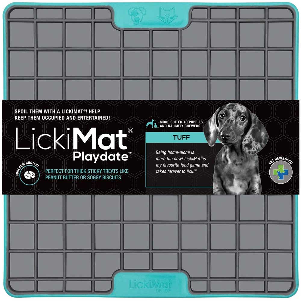 Lickimat Tuff Playdate Treat Mat for Dogs, Turquoise