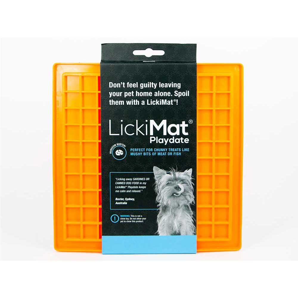 Lickimat Playdate Treat Mat For Dogs, Orange