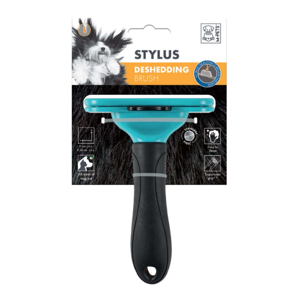 MPets Stylus Deshedding Brush Blue L