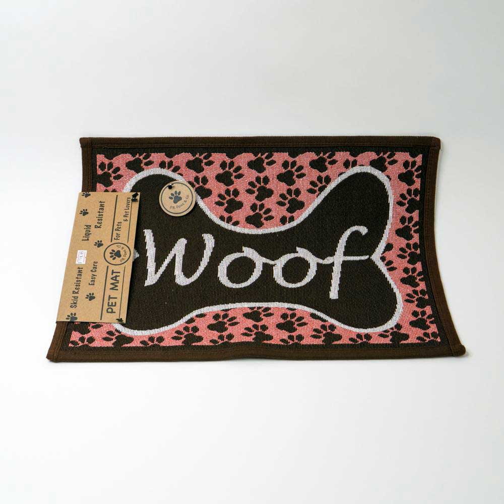 PB Paws & Co. Tapestry Pet Mats, Woof Pattern Sorbet