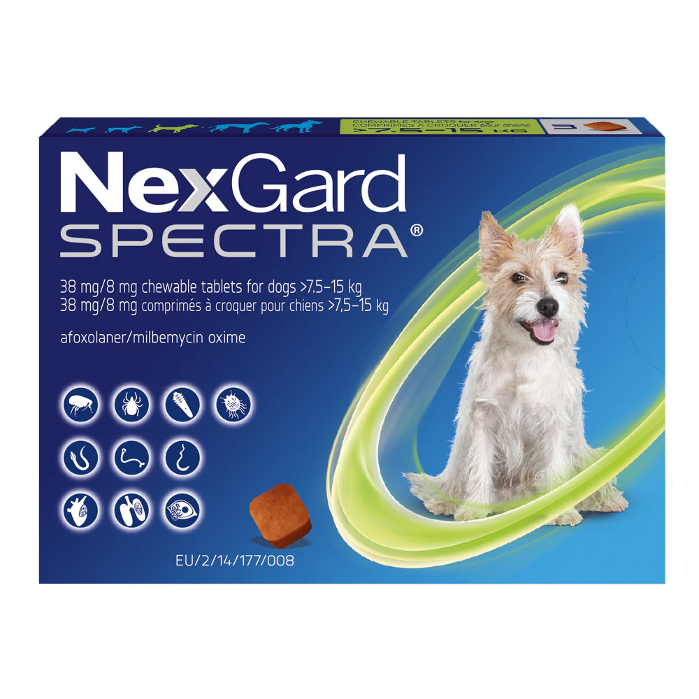 NexGard Spectra Chews For Dogs Medium 7.5-15Kg 3 Pack