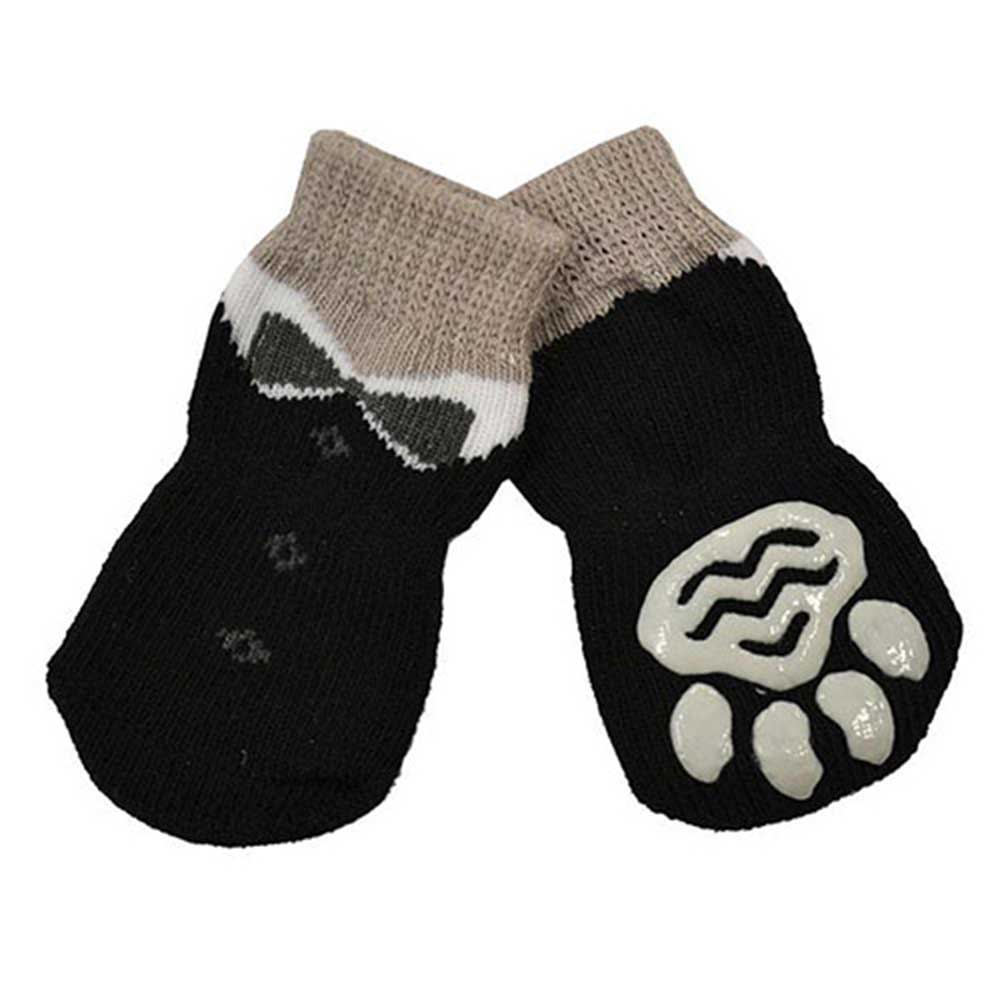 ZeeZ Non-Slip Pet Socks Black Tuxedo L