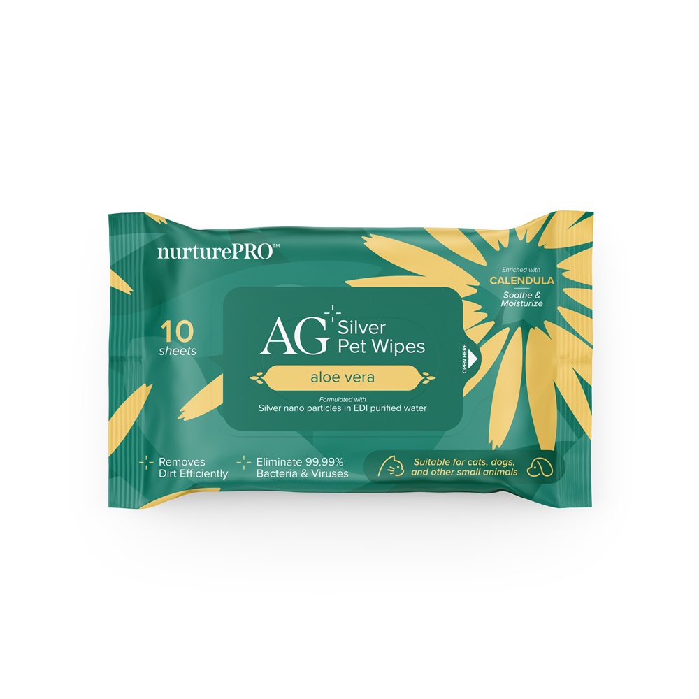 NurturePro AG+ Silver Pet Wet Wipes Aloe Vera 10 Pcs