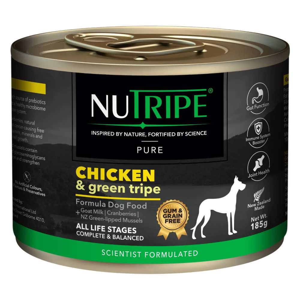 Nutripe Pure Chicken & Green Tripe Dog Can Food (Gum-Free) 185g