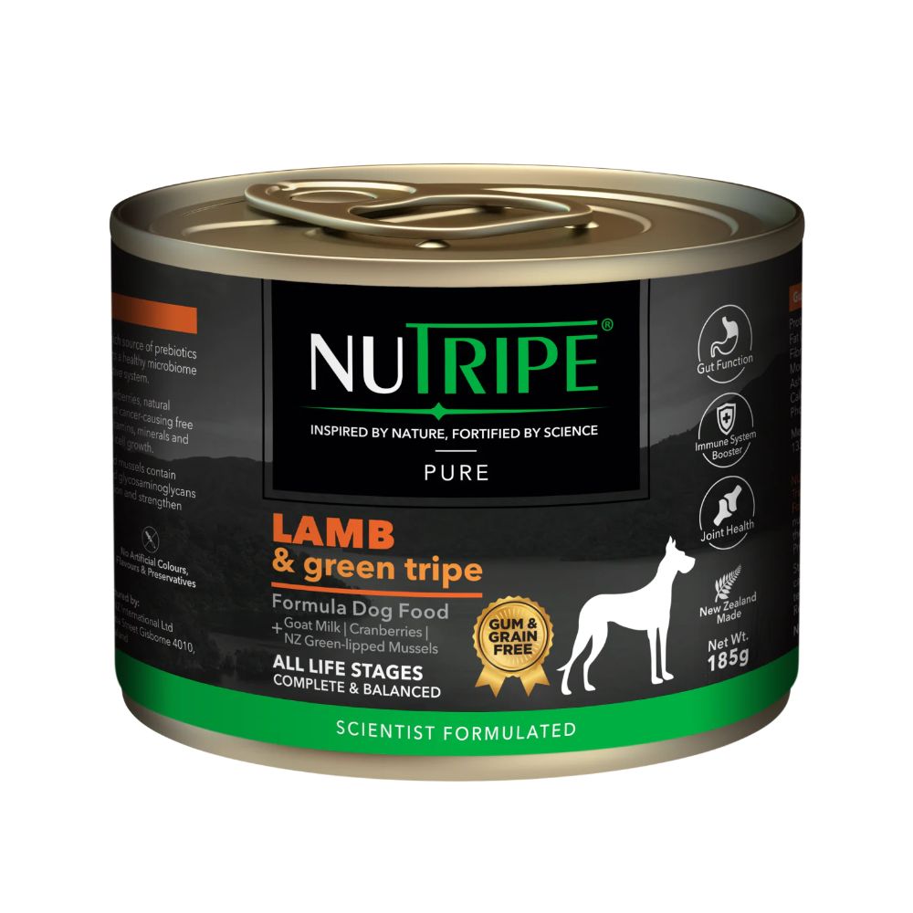 Nutripe Pure Lamb & Green Tripe Dog Can Food (Gum-Free) 185g