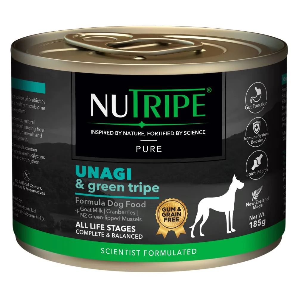 Nutripe Pure Unagi & Green Tripe Dog Can Food (Gum-Free) 185g