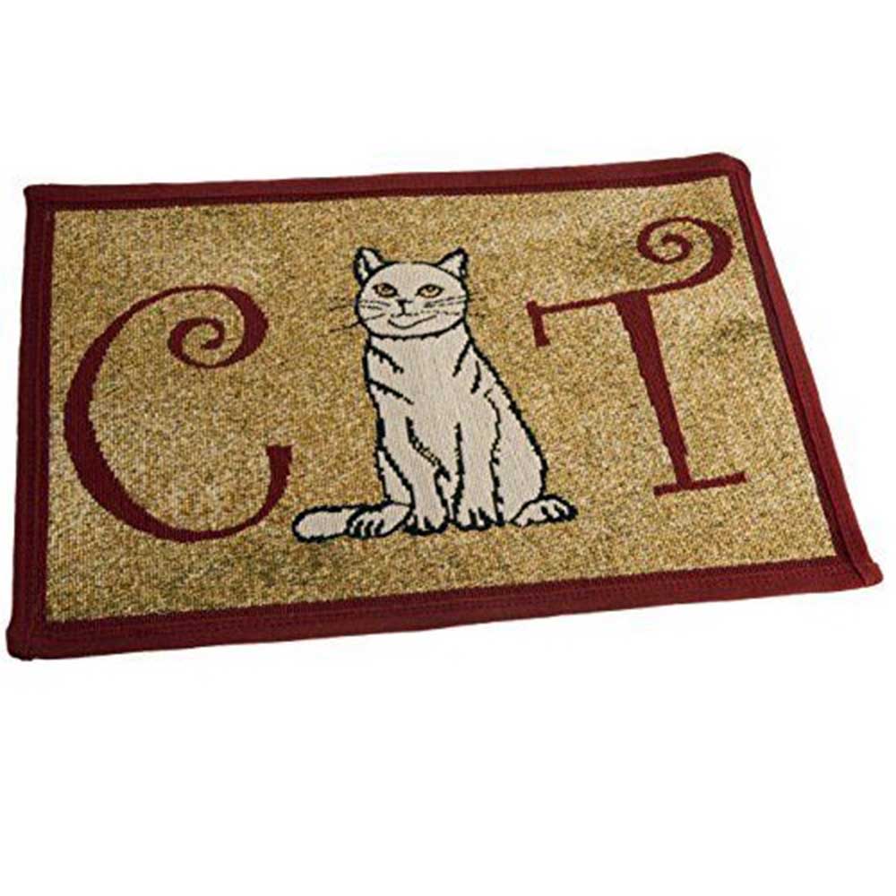 PB Paws & Co. Pet Collection Tapestry Pet Mats, Cat Person Pattern (Cinnabar)