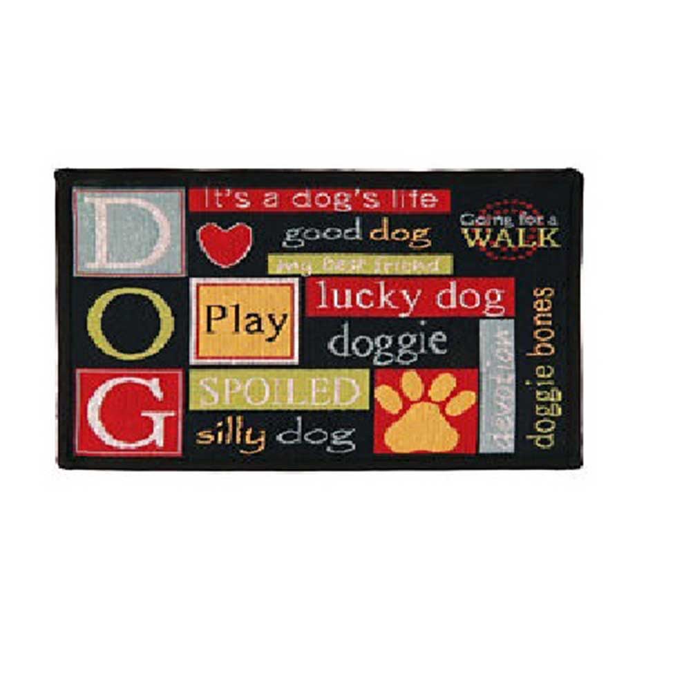 PB Paws & Co. Pet Collection Tapestry Pet Mats, I Love Dogs Pattern (Multi/Black)