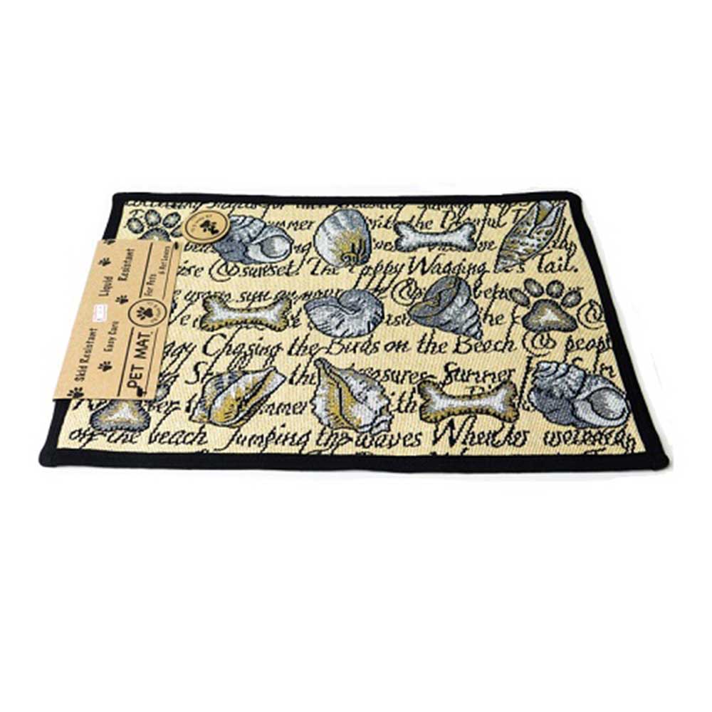 PB Paws & Co. Tapestry Pet Mats, Seashore Dogs Pattern Natural