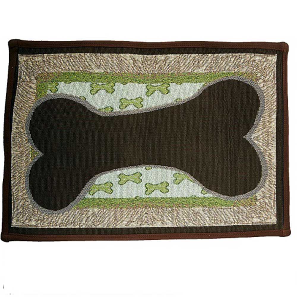 PB Paws & Co. Pet Collection Tapestry Pet Mats Sketch Leaf/Pesto Pattern