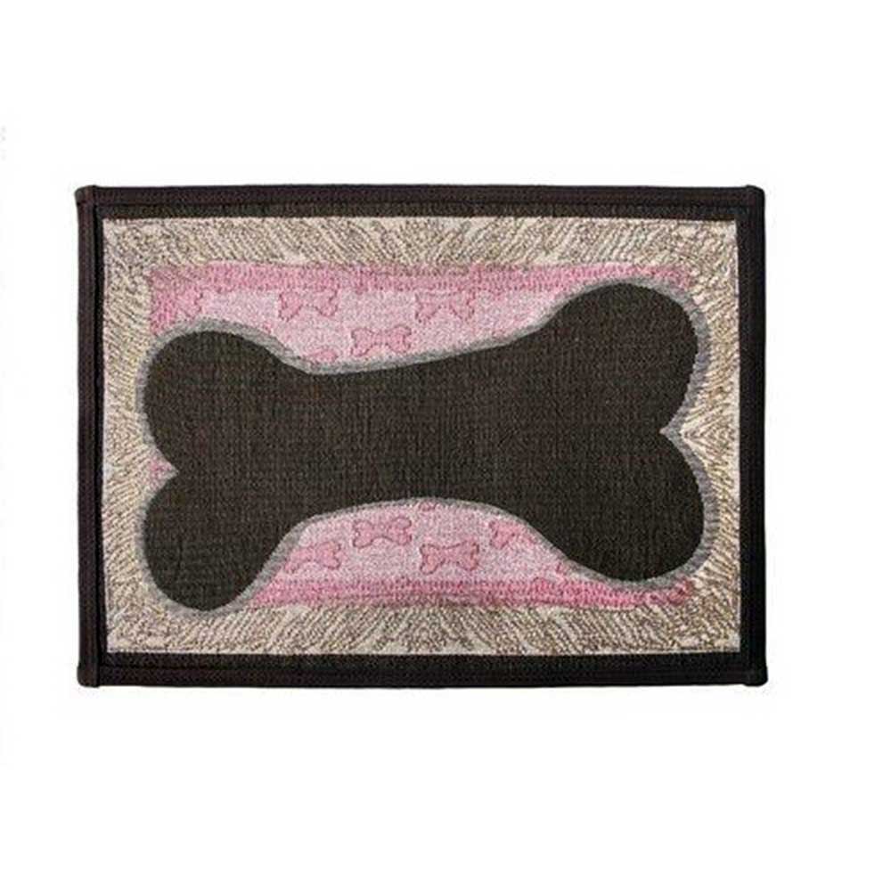 PB Paws & Co. Pet Collection Tapestry Pet Mats Bone Sketch Sorbet/Woodland Pattern