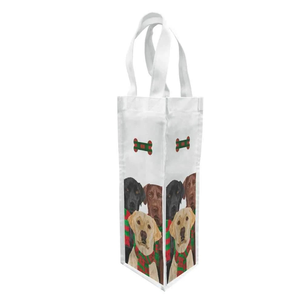 Paperproducts Design Wine/Champagne Bottle Bag, Merry Labrador