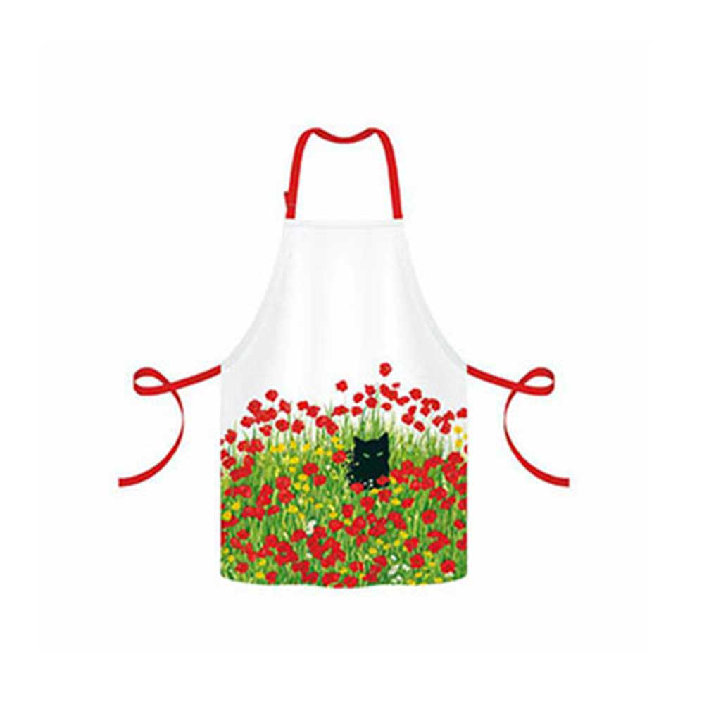 Paperproducts Design Cotton Apron, Black cat Poppies