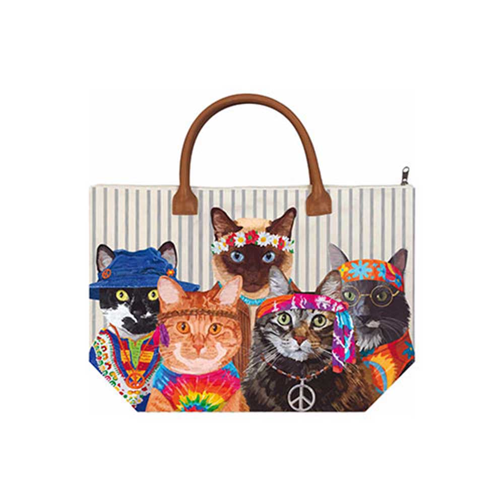 Paperproducts Design Canvas Tote Bag, Groovy Cats