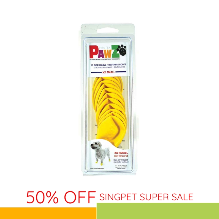 Pawz Disposable Rubber Dog Boots Yellow XXS