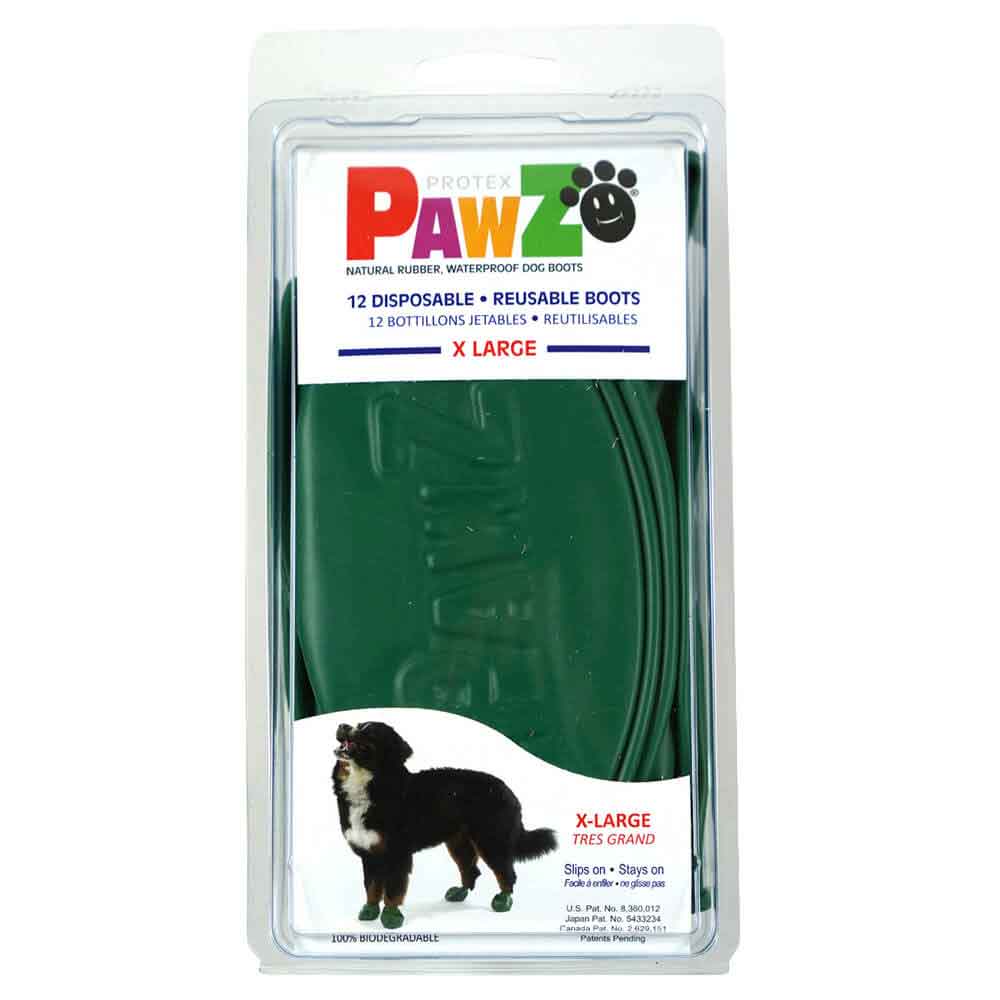 Pawz Disp Rubber Dog Boots Green XL