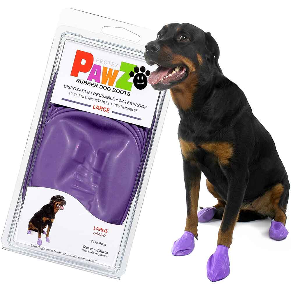 Pawz Disposable Rubber Dog Boots Purple Large