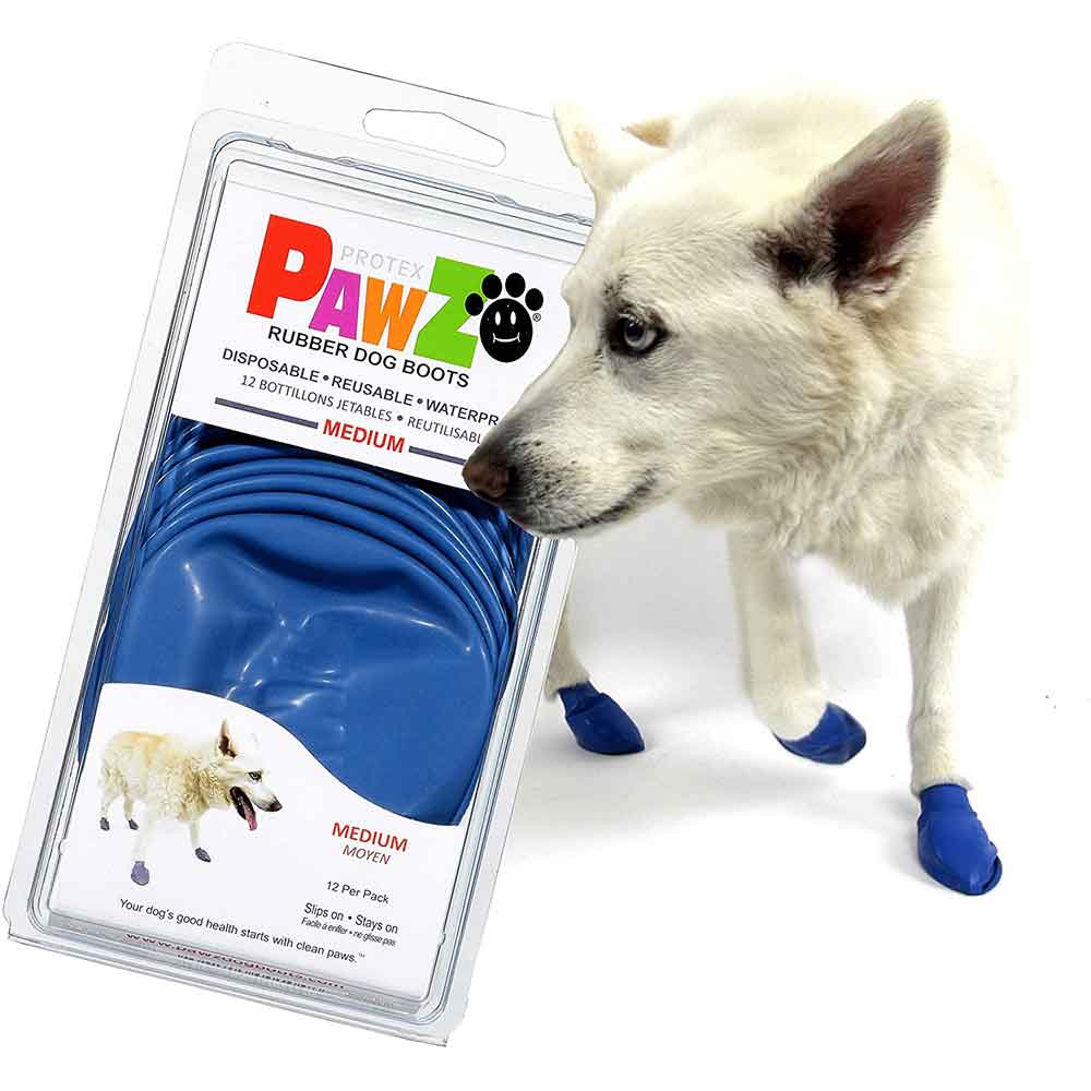 Pawz Disposable Rubber Dog Boots Blue Medium