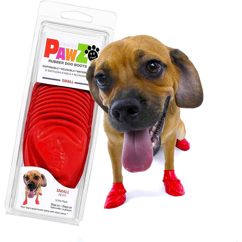 Pawz Disposable Rubber Dog Boots Red Small