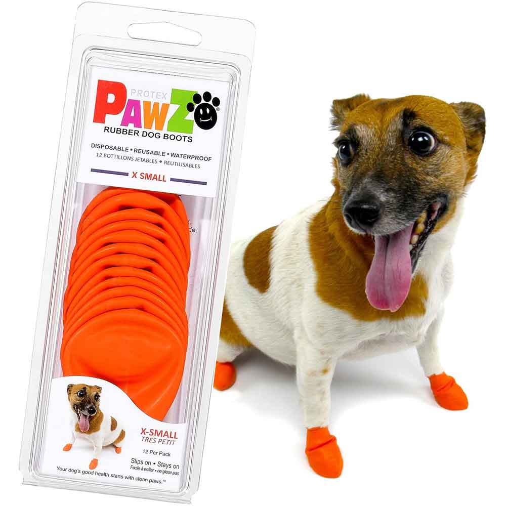 Pawz Disp Rubber Dog Boots Orange XS