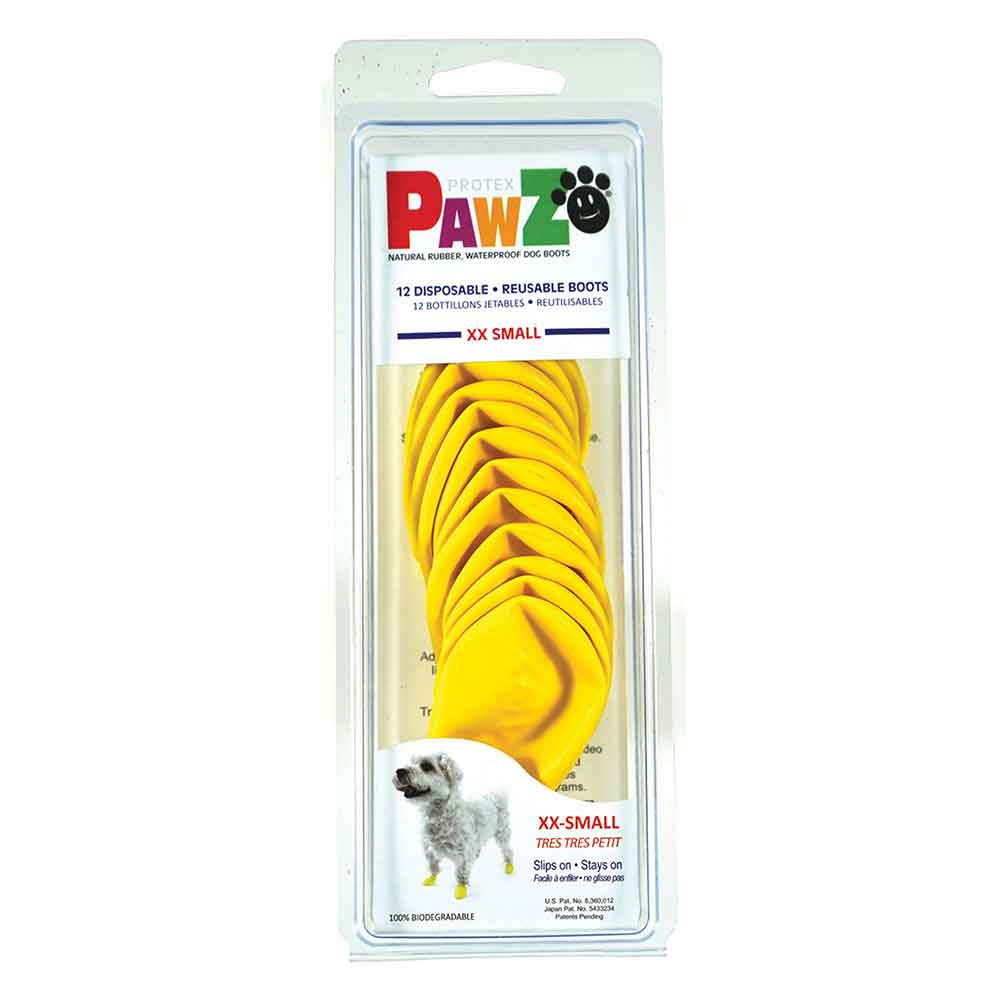 Pawz Disp Rubber Dog Boots Yellow XXS