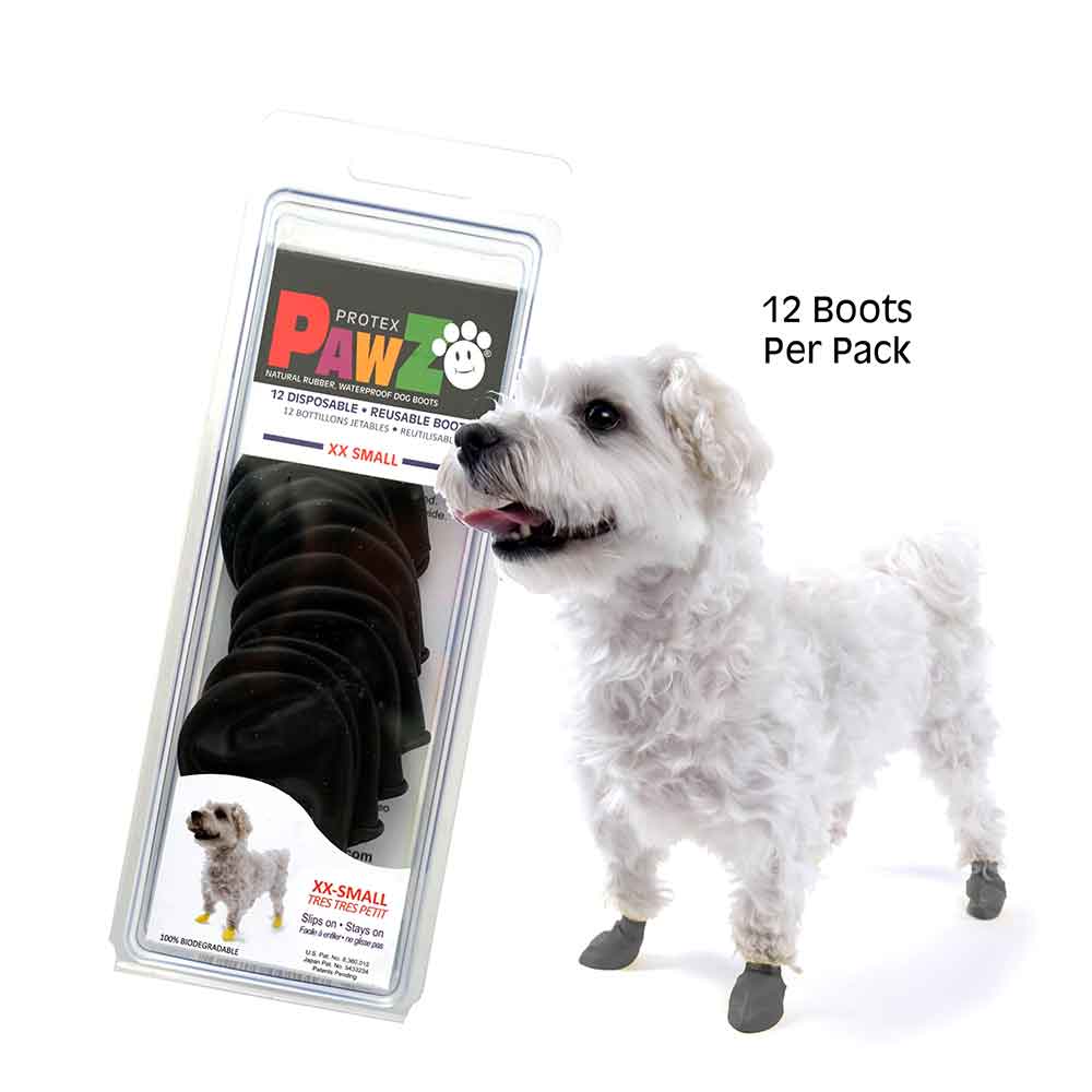 Pawz Disp Rubber Dog Boots Black XXS