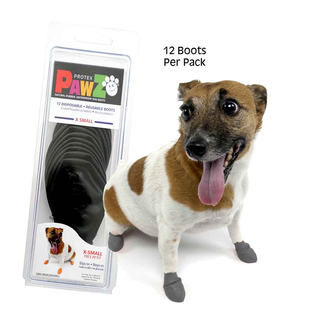 Pawz Disposable Rubber Dog Boots Black XS