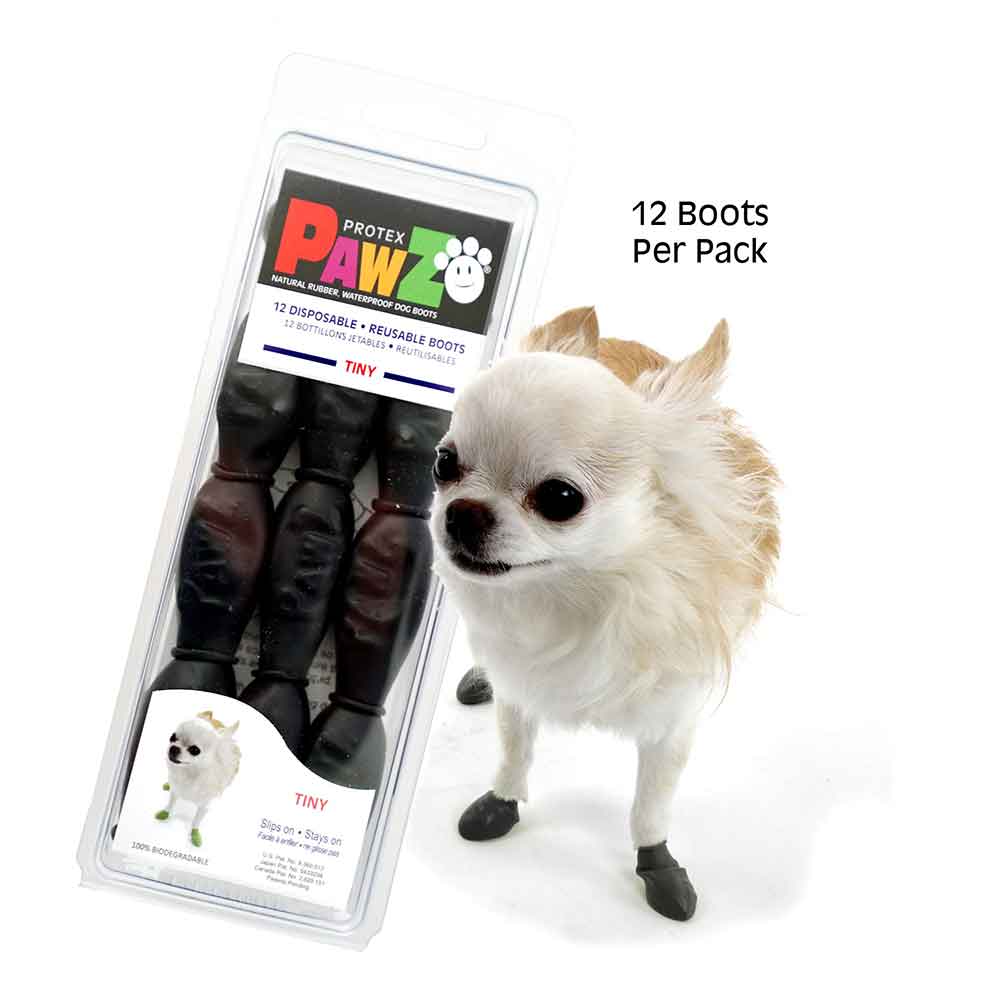 Pawz Disposable Rubber Dog Boots Black Tiny