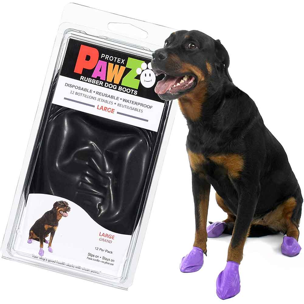 Pawz Disp Rubber Dog Boots Black Large