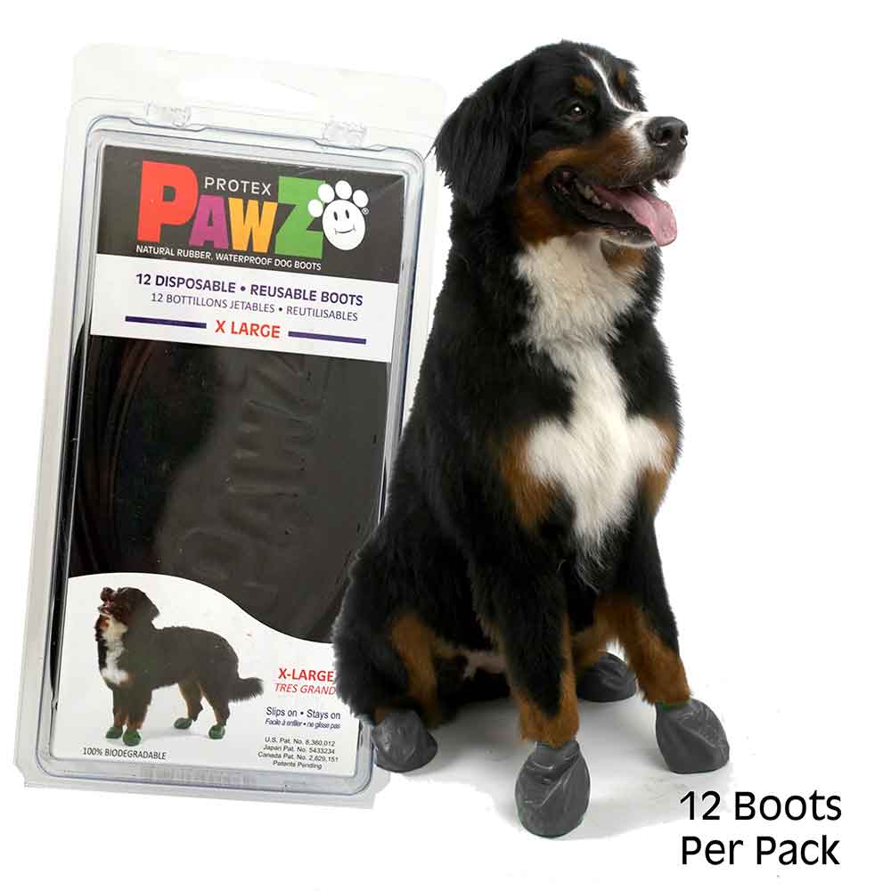 Pawz Disp Rubber Dog Boots Black XL