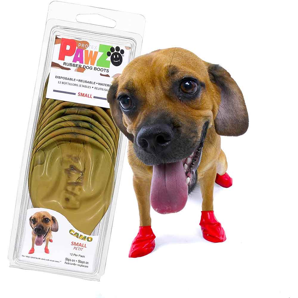 Pawz Disp Rubber Dog Boots Camo S