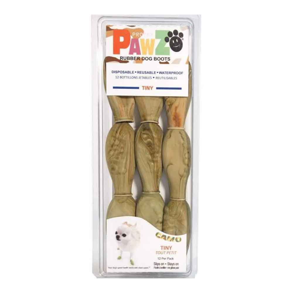 Pawz Disposable Rubber Dog Boots Camo Tiny