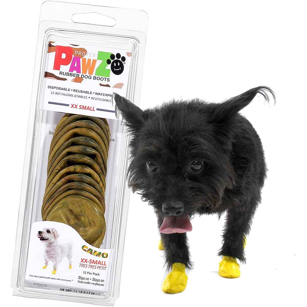 Pawz Disp Rubber Dog Boots Camo XXS