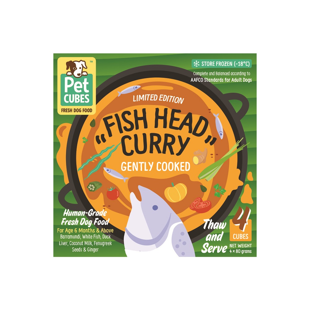 PetCubes Frozen Gently Cooked Fish Head Curry For Dogs 320g