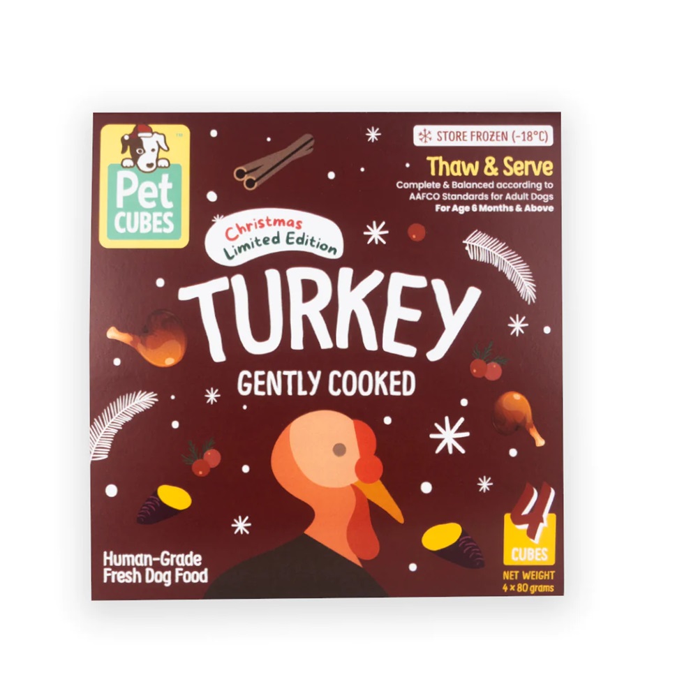 PetCubes Frozen Gently Cooked Festive Turkey For Dogs 320g