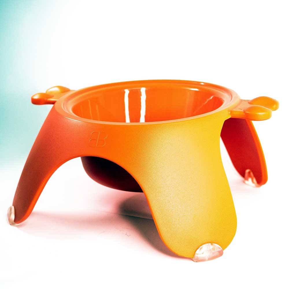 Petego Yoga Food & Water Bowl For Dogs & Cats, (Orange) Large